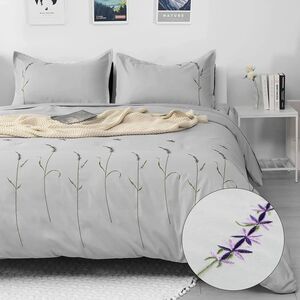 Set of 3 Queen Duvet Cover Set, Soft Breathable Premium Microfiber w/Zip & Ties